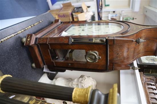 A large Regency brass inset mahogany repeating chiming bracket clock, width 19in. depth 9.5in. height 37.25in.